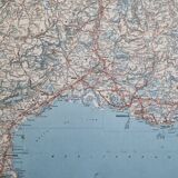 Framed vintage "Michelin" road map from the 80s, 111 cm x 100 cm