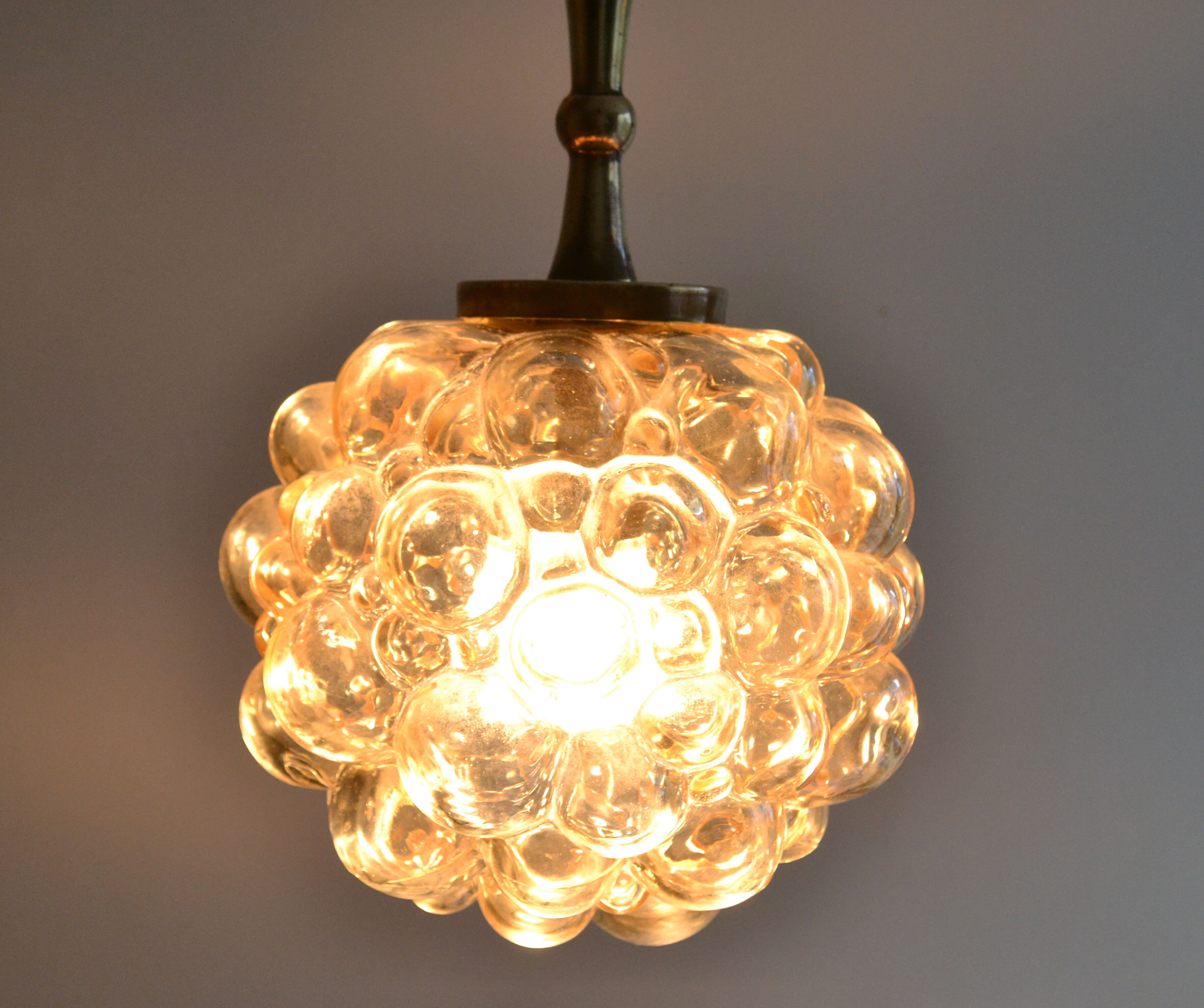Hanging Helena Tynell amber glass bubbles 60s