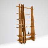 Italian shelving unit in walnut, bespoke vintage architect piece - 1980's