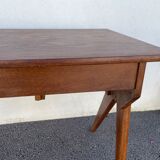 Modernist wooden desk with compass feet 1950