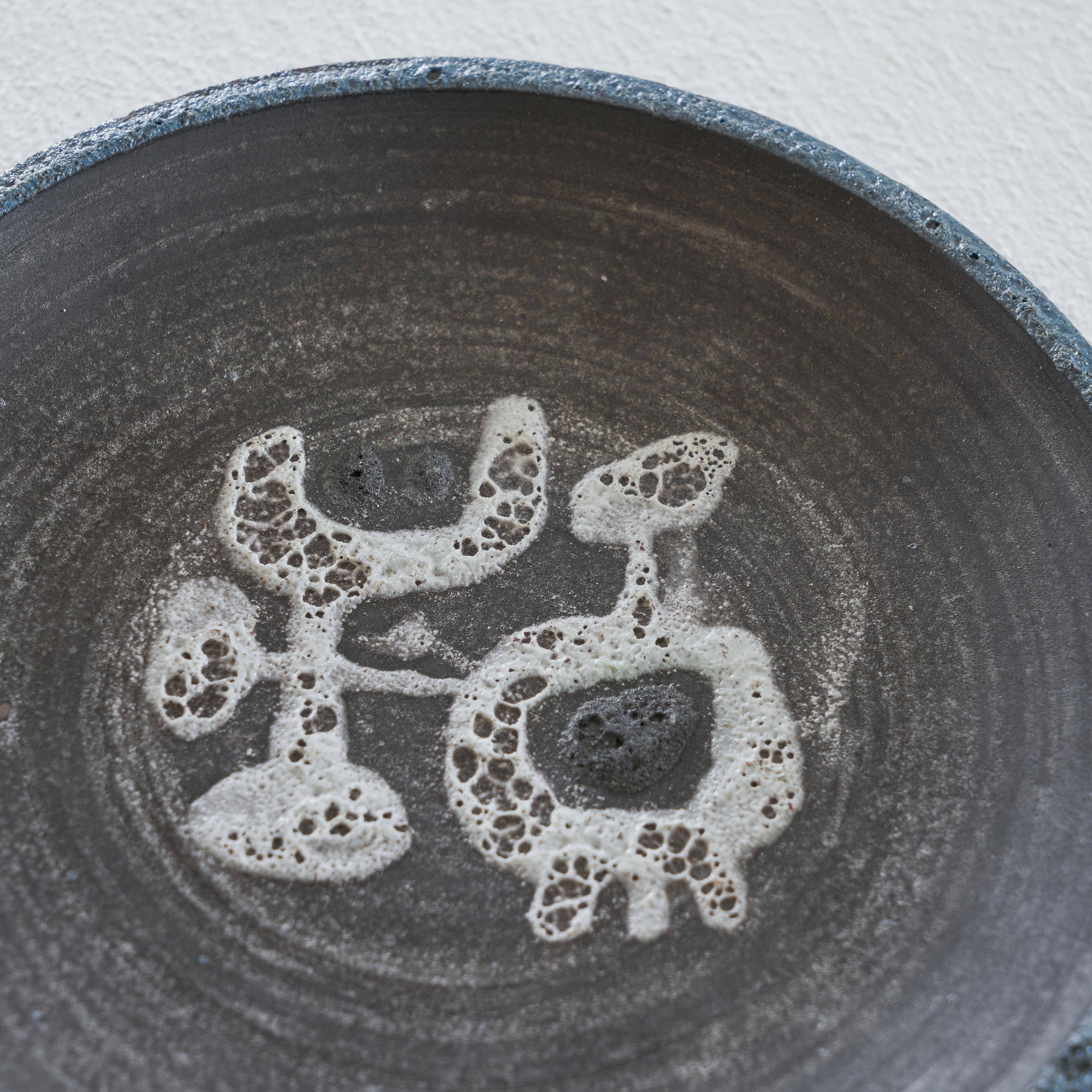 Jaap Dommisse studio ceramic bowl cobra style mid-century, 1950s