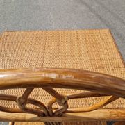Pair of bedside tables in wood and woven straw - around 1960.