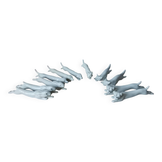 Set of 11 Art Deco zoomorphic knife holders