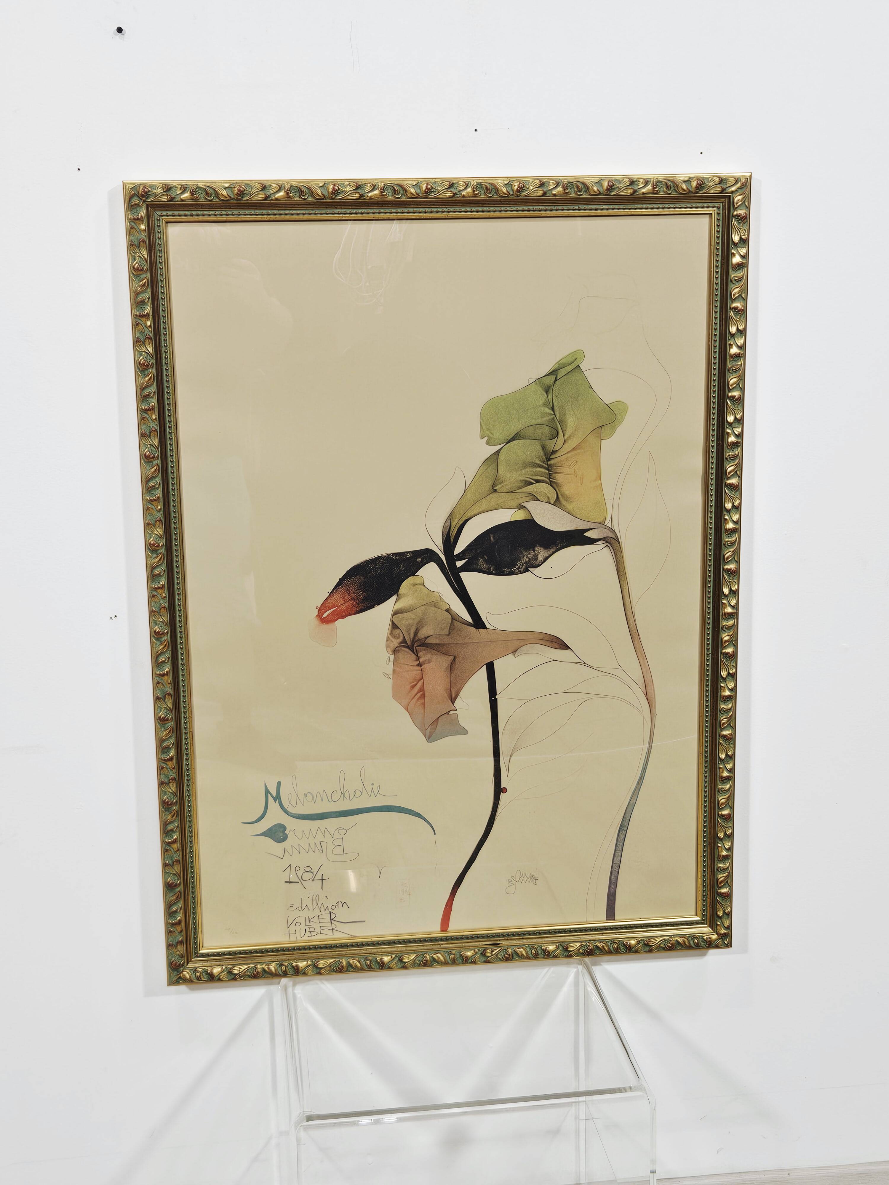 Lithograph Melancholy 109cm x 81cm, aut. B. Bruni, Edition Volker Huber