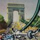 Poster old automoto motorcycle scooter triumpharch Paris André Bermond
