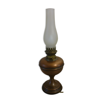 Old electrified copper kerosene lamp