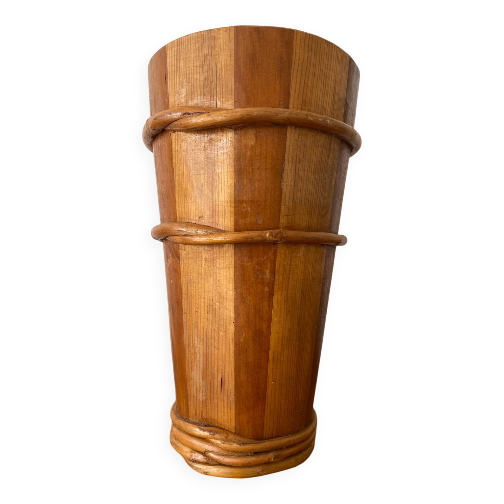 Antique Wooden Barrel Style Umbrella Stand Vintage Decor