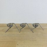 3 vintage stainless steel spring egg cups