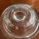 Set of three round thick moulded glass candle holders