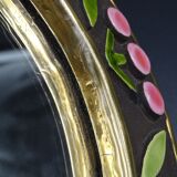 Small round mirror in earthenware- Cherry enamelled decoration - circa 1970