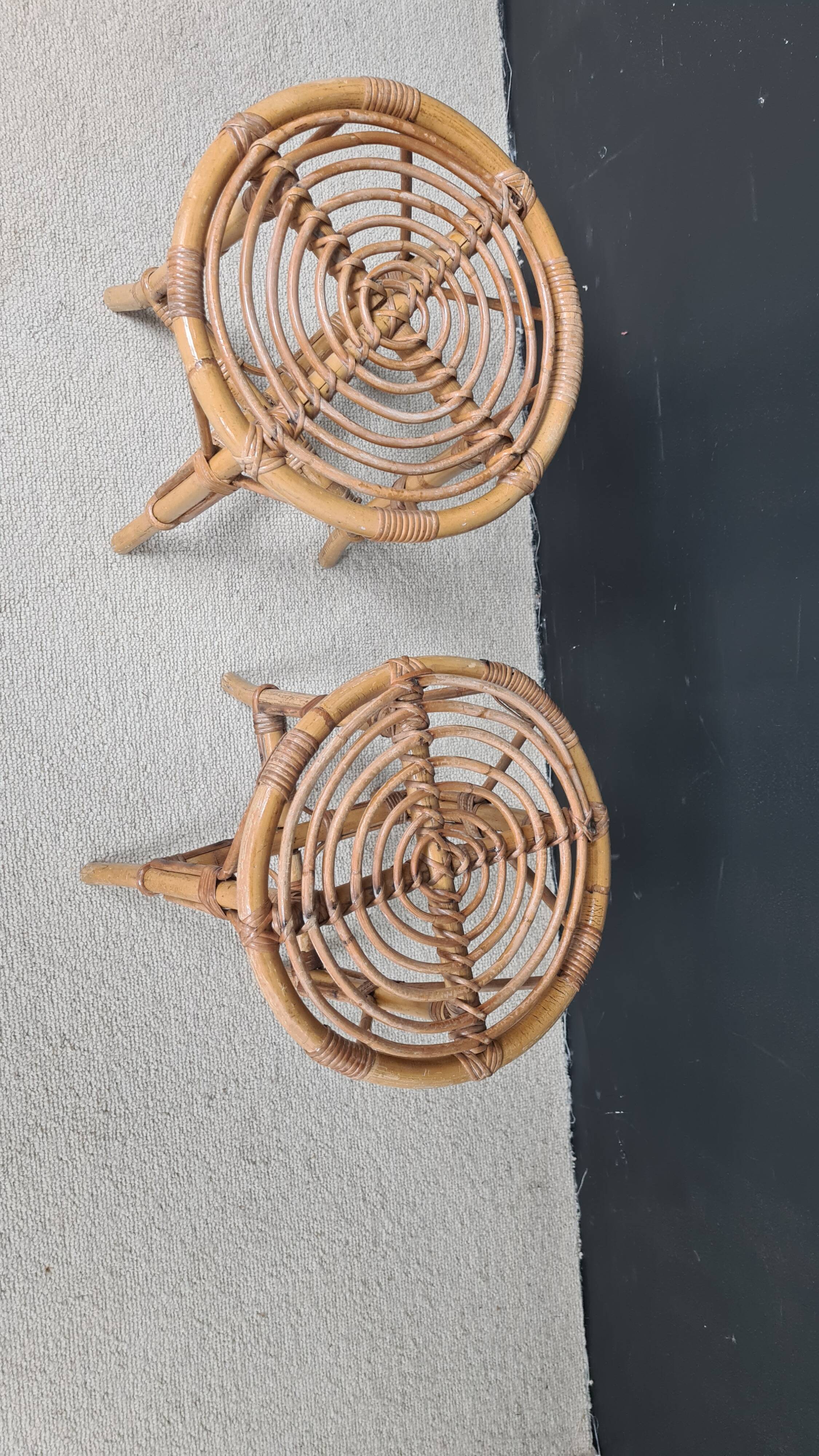 Pair of rattan stools 1960's