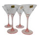 Set of 4 Luminarc Cocktail glasses with pink stems, original label from 1980.