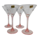 Set of 4 Luminarc Cocktail glasses with pink stems, original label from 1980.