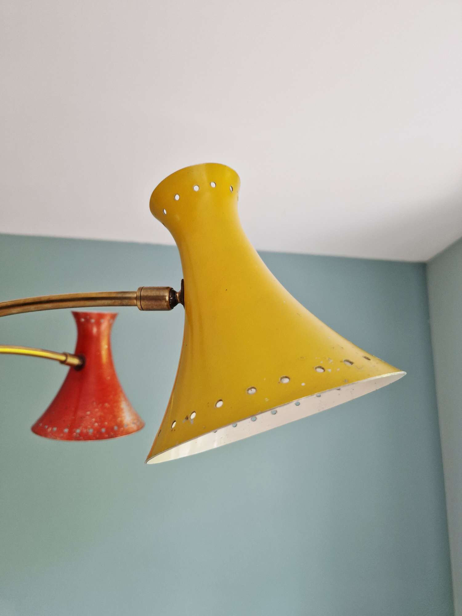 Articulated Diabolo chandelier, Italian design, 1950s-60s