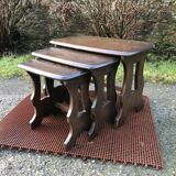 Vintage English nesting tables in elm.