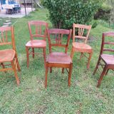 5 wooden bistro chairs