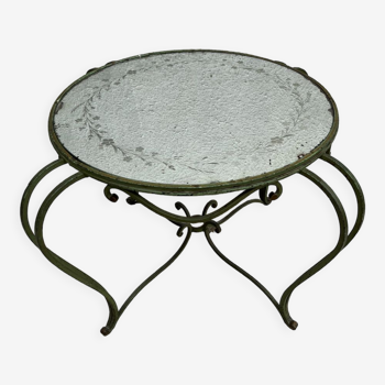 Wrought iron coffee table with mirror top