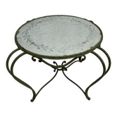 Table basse fer forgé plateau miroir