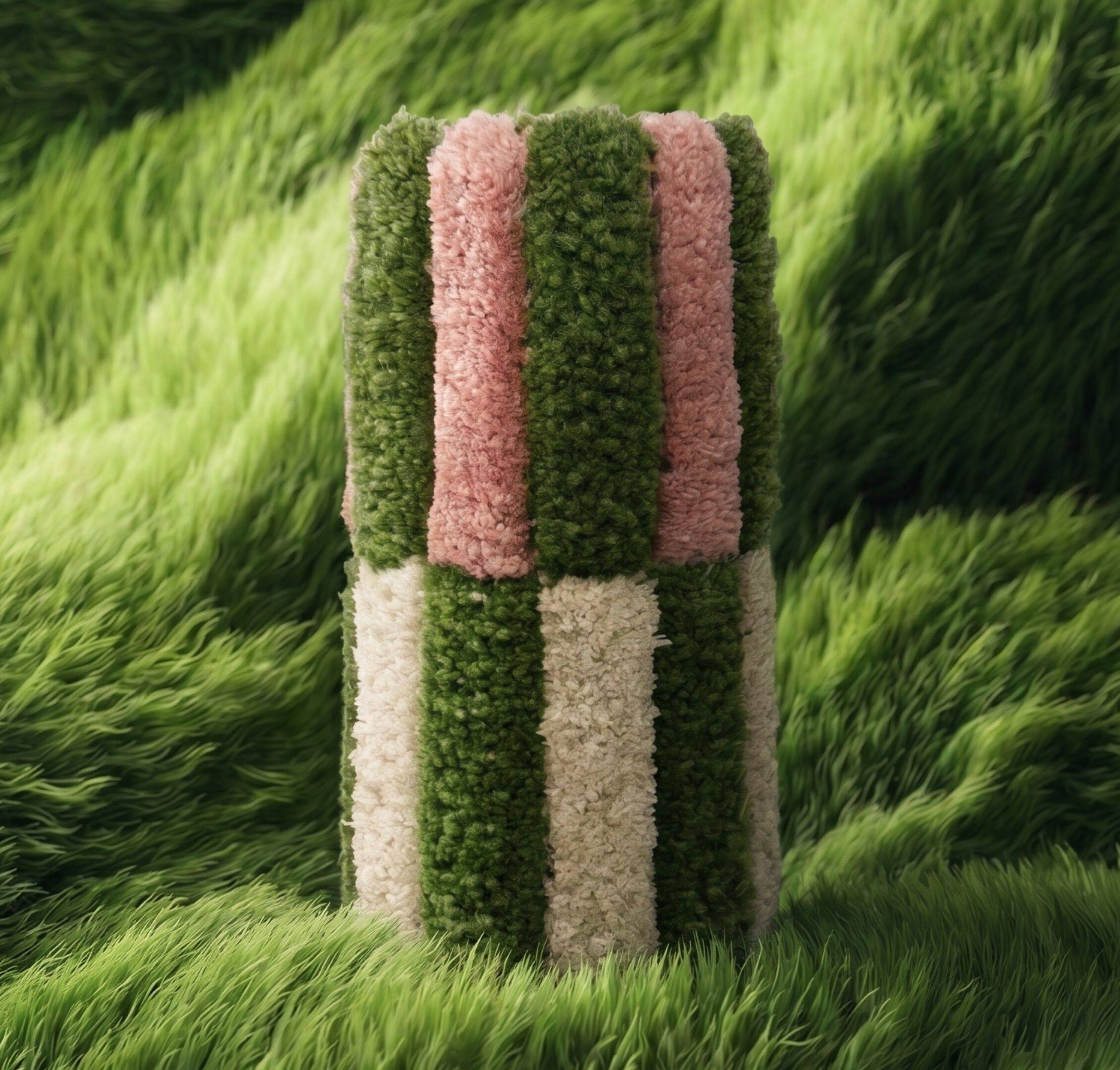 Vase Damier Vert & Rose