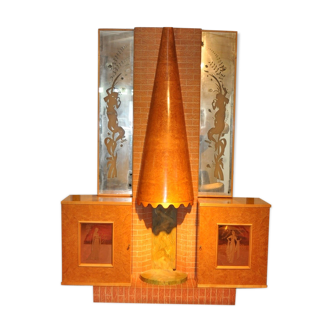 Radio bar and fireplace circa 50