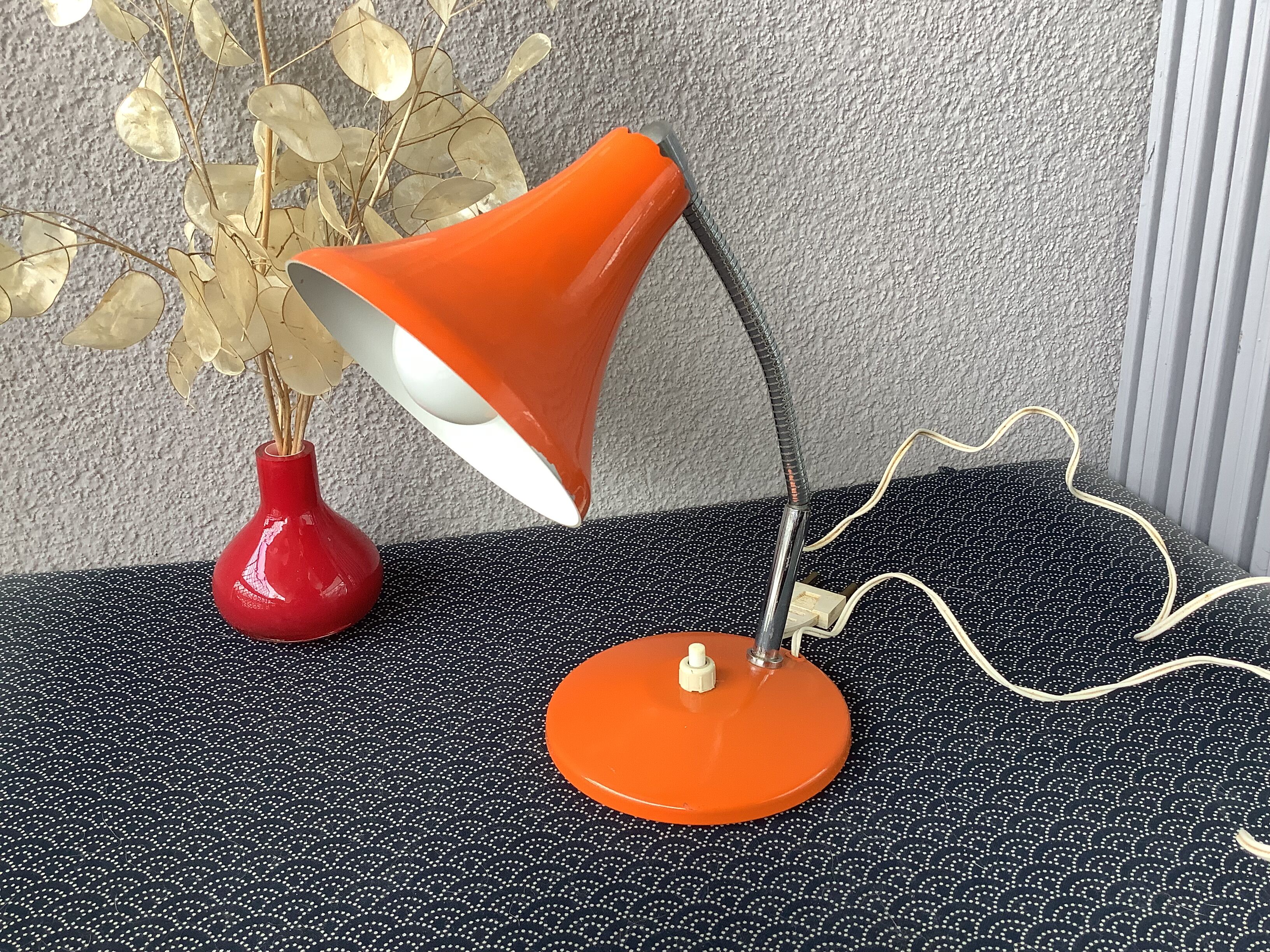 Desk or wall lamp metal orange vintage 60/70