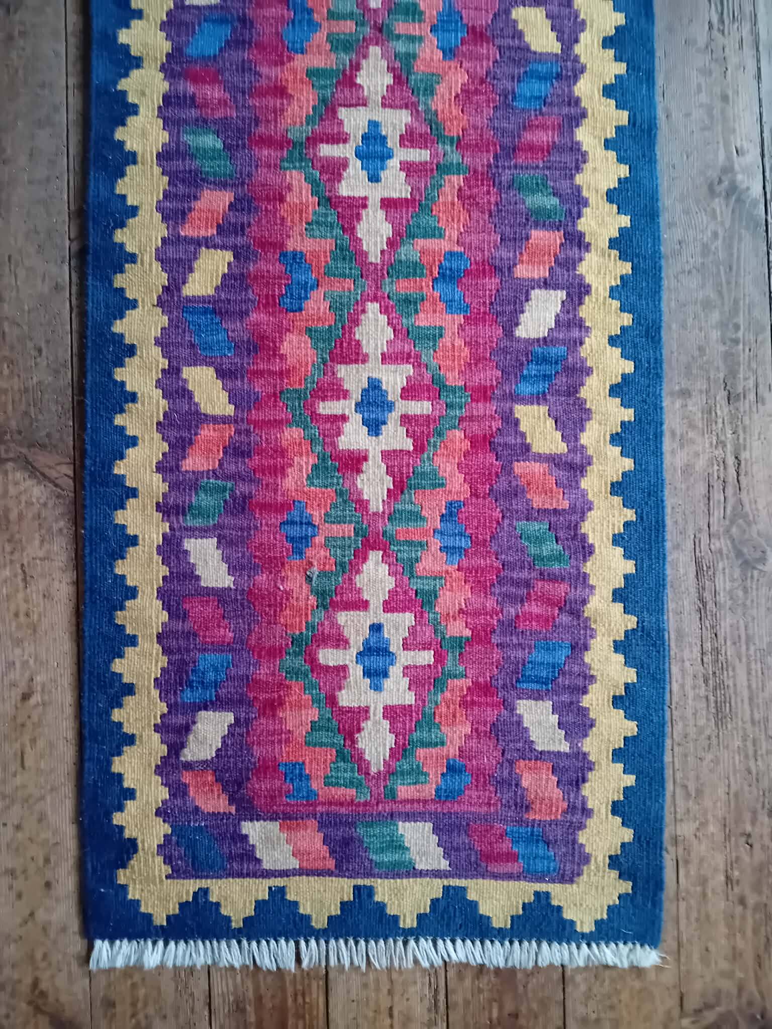 Handmade Persian Qashqai hallway rug 197x56cm
