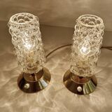 Pair Vintage Bubble Glass Lamps