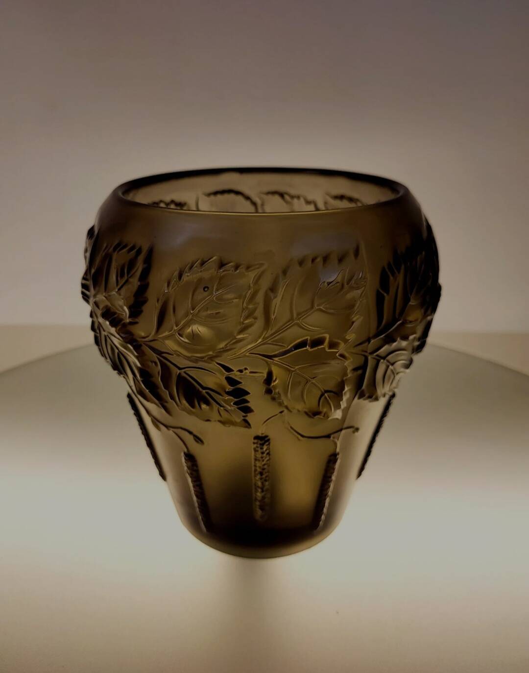 Vase art déco, fumée persglas avec décor, Barolac Josef Inwald, période 1930