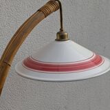 Vintage bamboo rattan floor lamp, with shelf