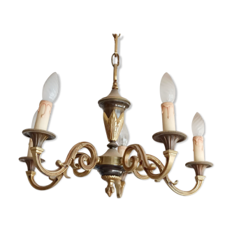 Louis XV Style chandelier in Bronze 5 branches