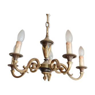 Lustre style Louis XV en bronze 5 branches