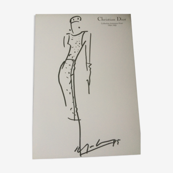 Illustration de mode  et sa photographie vintage de presse Christian Dior fin des années 80