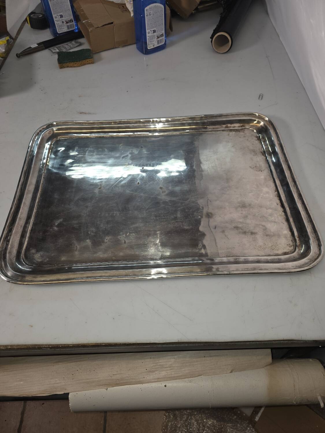 Antique silver-plated tray