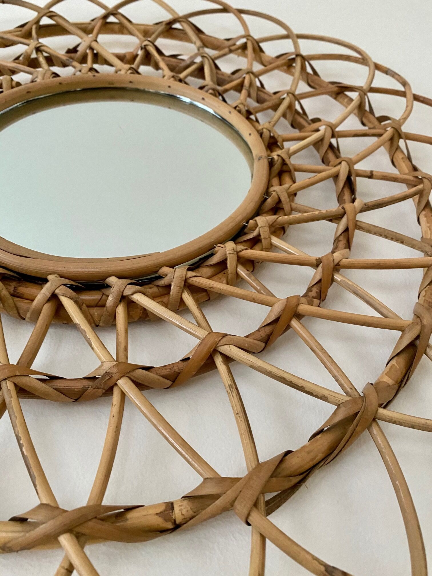 Natural rattan sun mirror 61cm