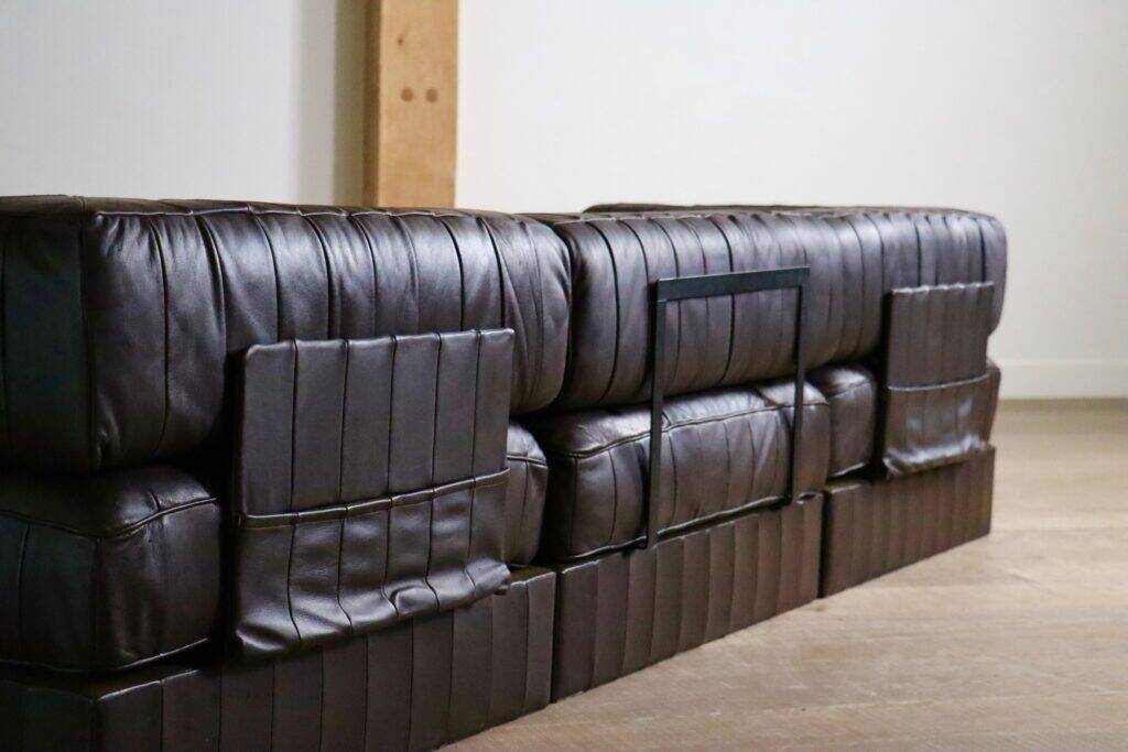 De Sede DS-88 modular sofa in dark brown patchwork leather, Switzerland 1970s