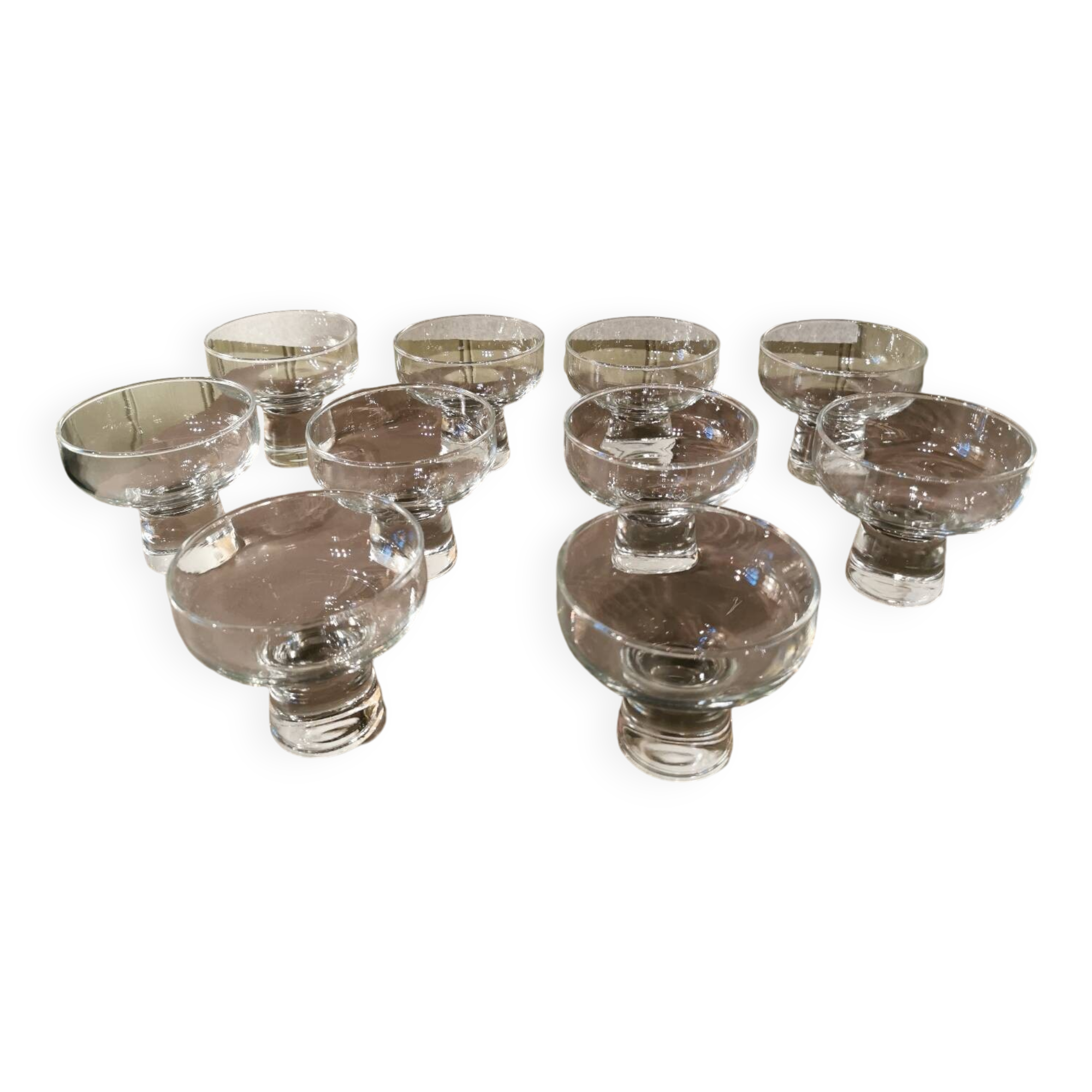 Lot de 10 coupes à Champagne vintage années 70