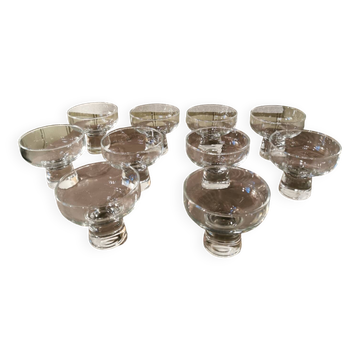 Lot de 10 coupes à Champagne vintage années 70