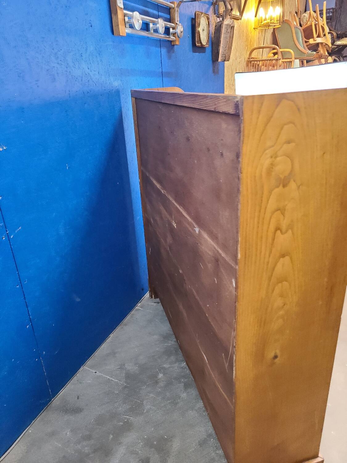 Large shelf, vintage solid oak bookcase from the 60s