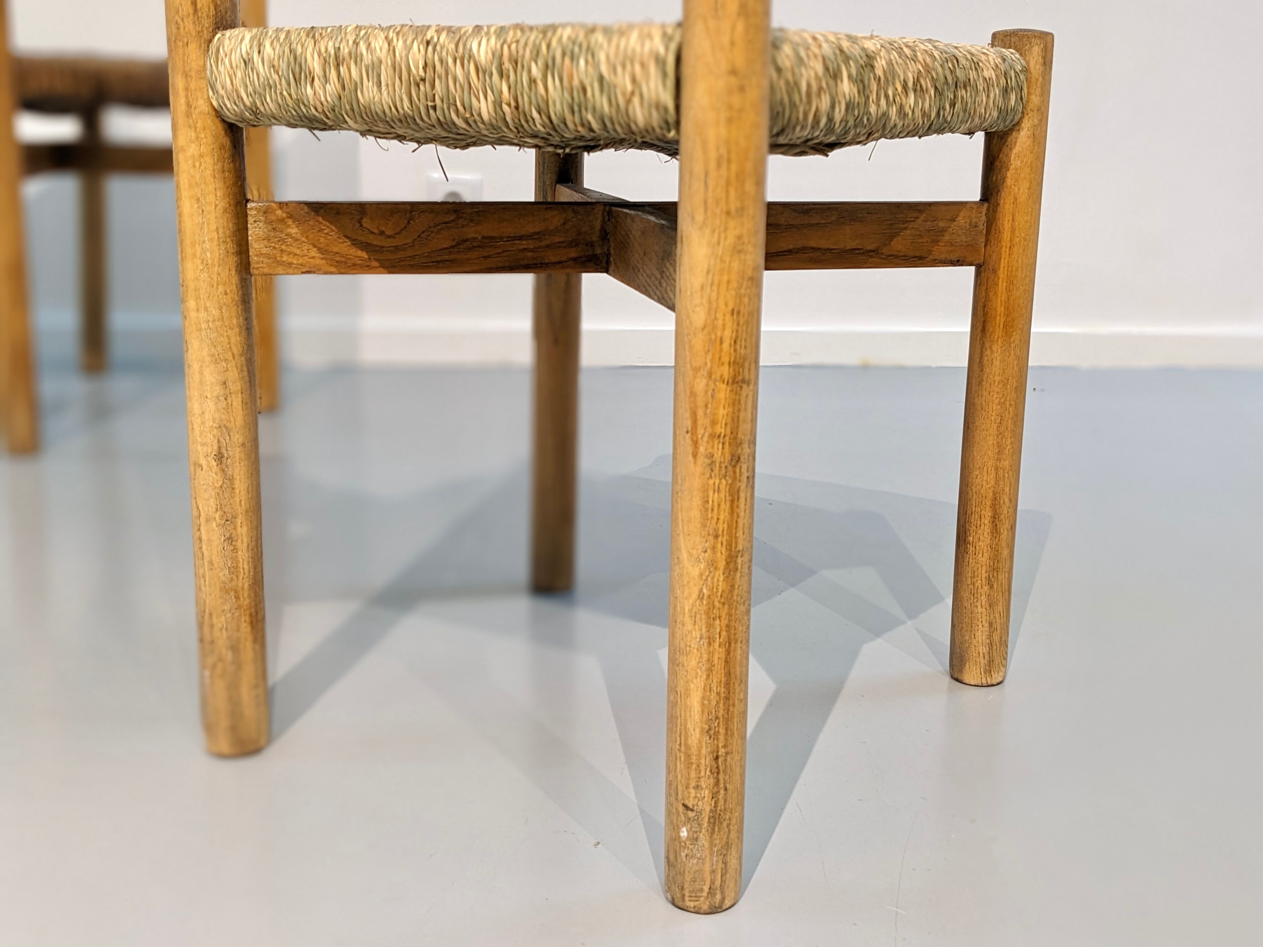 Series of 3 Méribel chairs by Charlotte Perriand