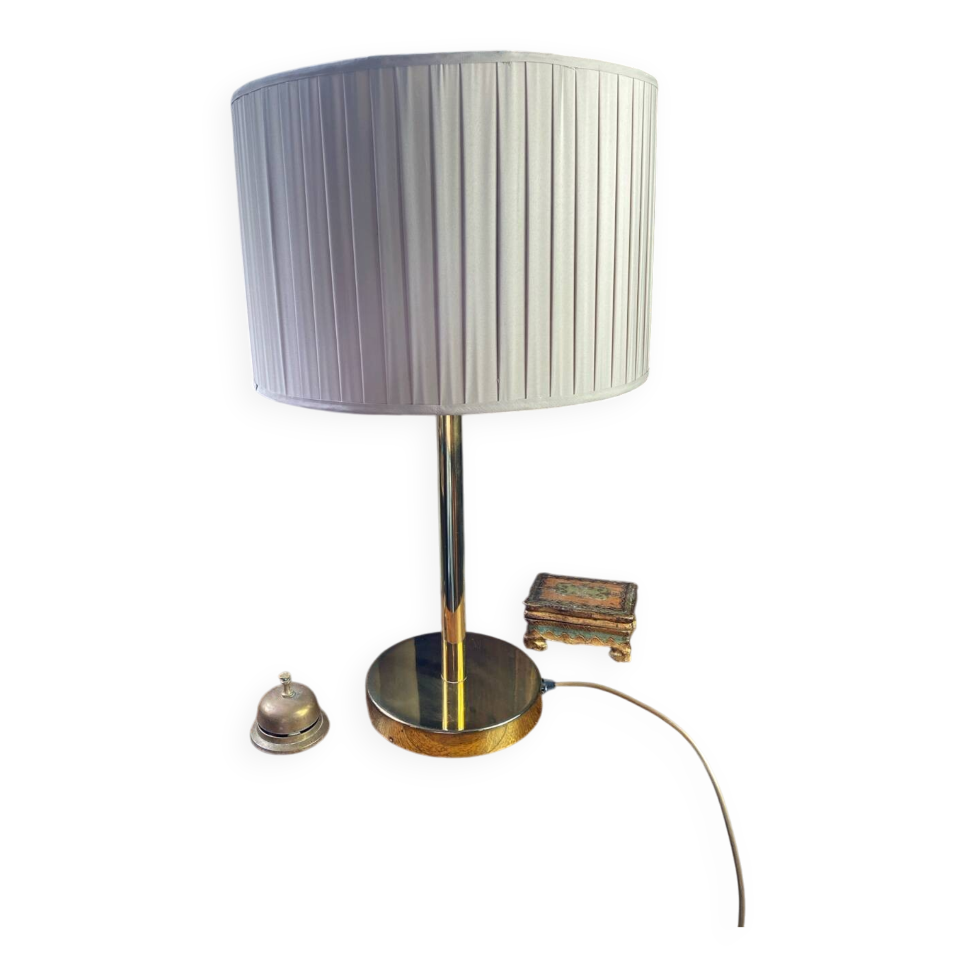 Brass lamp with pleated shade