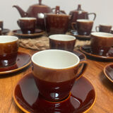 Villeroy & Boch vintage 60's complete coffee service in vitro enameled porcelain, glossy brown series