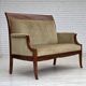 1950s, 2 seater Danish highback sofa, furniture velour, laqered teak wood.