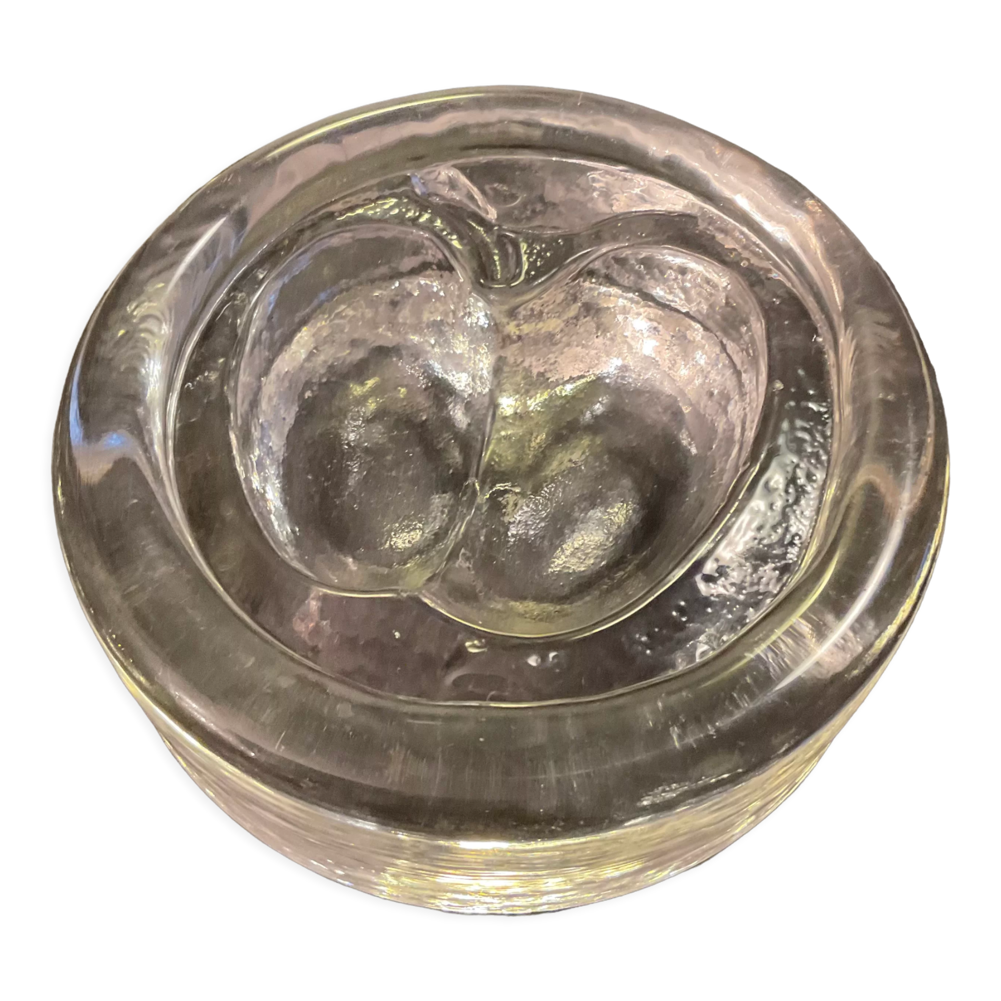 Empty pocket vintage molded glass apple