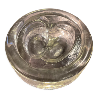 Empty pocket vintage molded glass apple