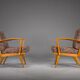 Fauteuils vintage en merisier et laine de Knoll Antimott, années 1950-1960, lot de 2
