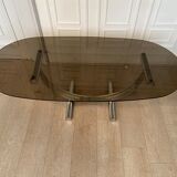 Table basse chrome et laiton Italie 1970