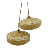 Pair of art deco pendant lights in Clichy glass