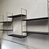 Modular black metal shelf