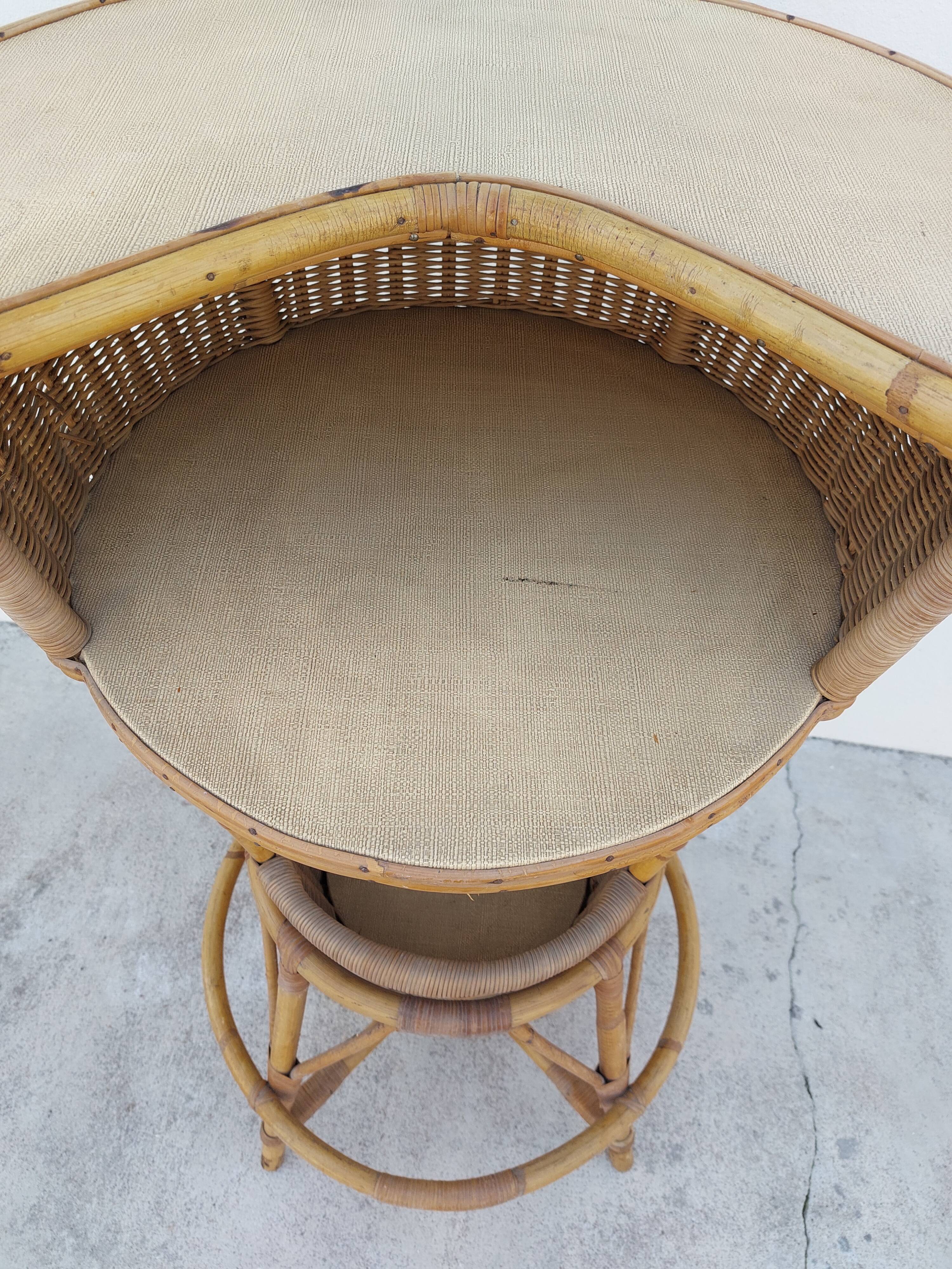 1950 vintage rattan cocktail bar