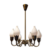 Lustre "Tulipe" en laiton et verre de Fog and Morup, Danemark.